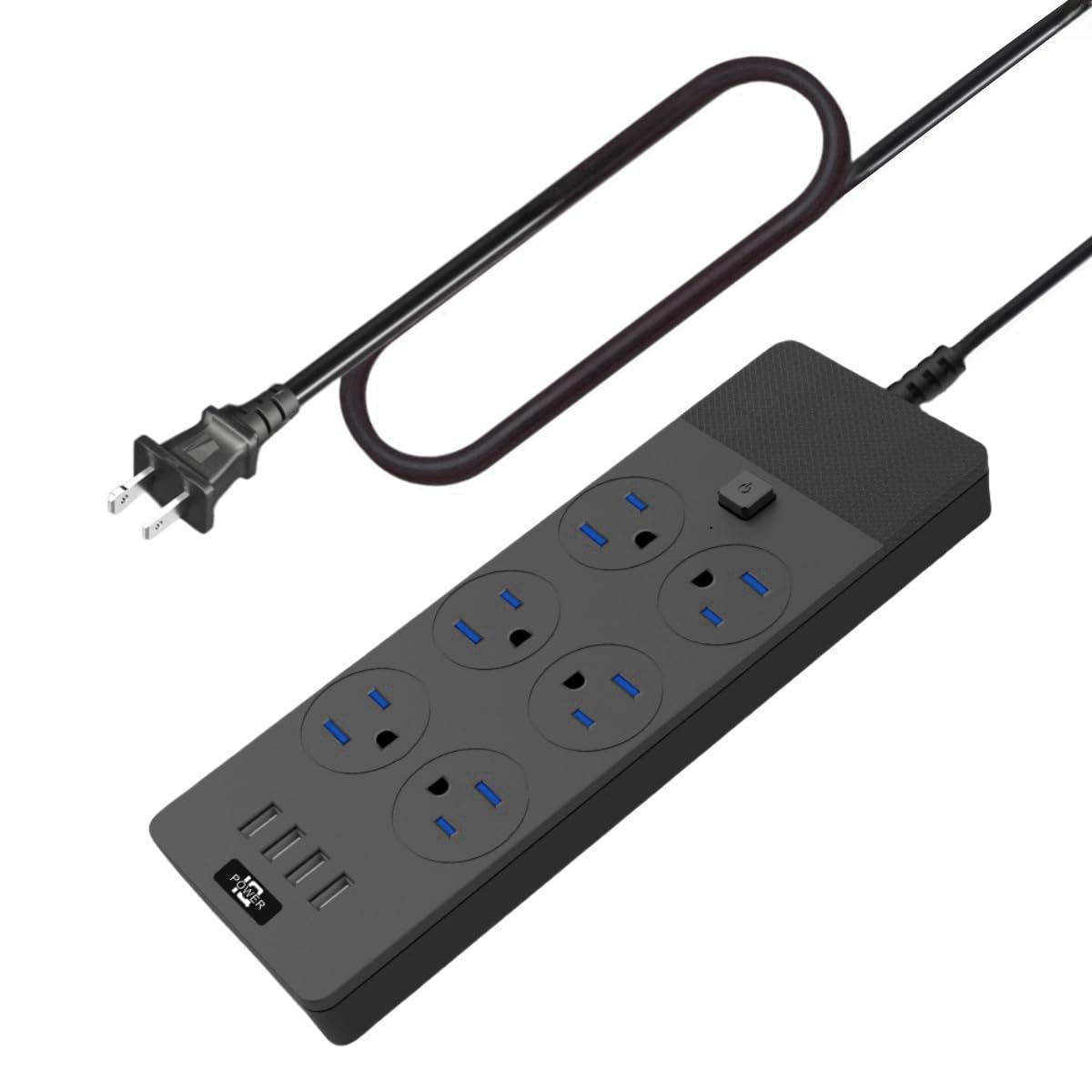 Photo 1 of Jumpso 3 Prong to 2 Prong Outlet Adapter, 6 Wide Spaced AC Outlets with 4 USB A Port, Two Prong Extension Cord 6ft, 3000w, Mountable Power Strip for Old House Non-Grounded Plug