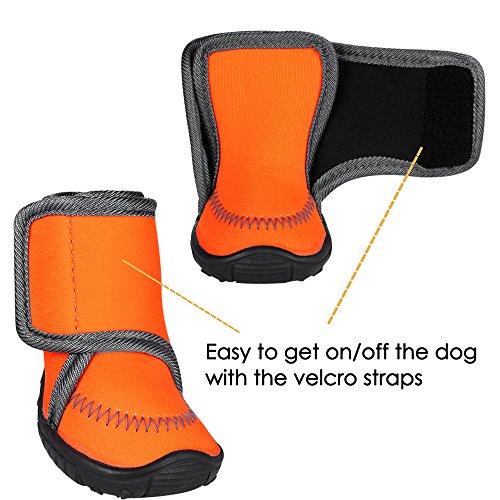 Prumya Dog Boots Waterproof Paw Protectors Dog Shoes with Velcro Straps