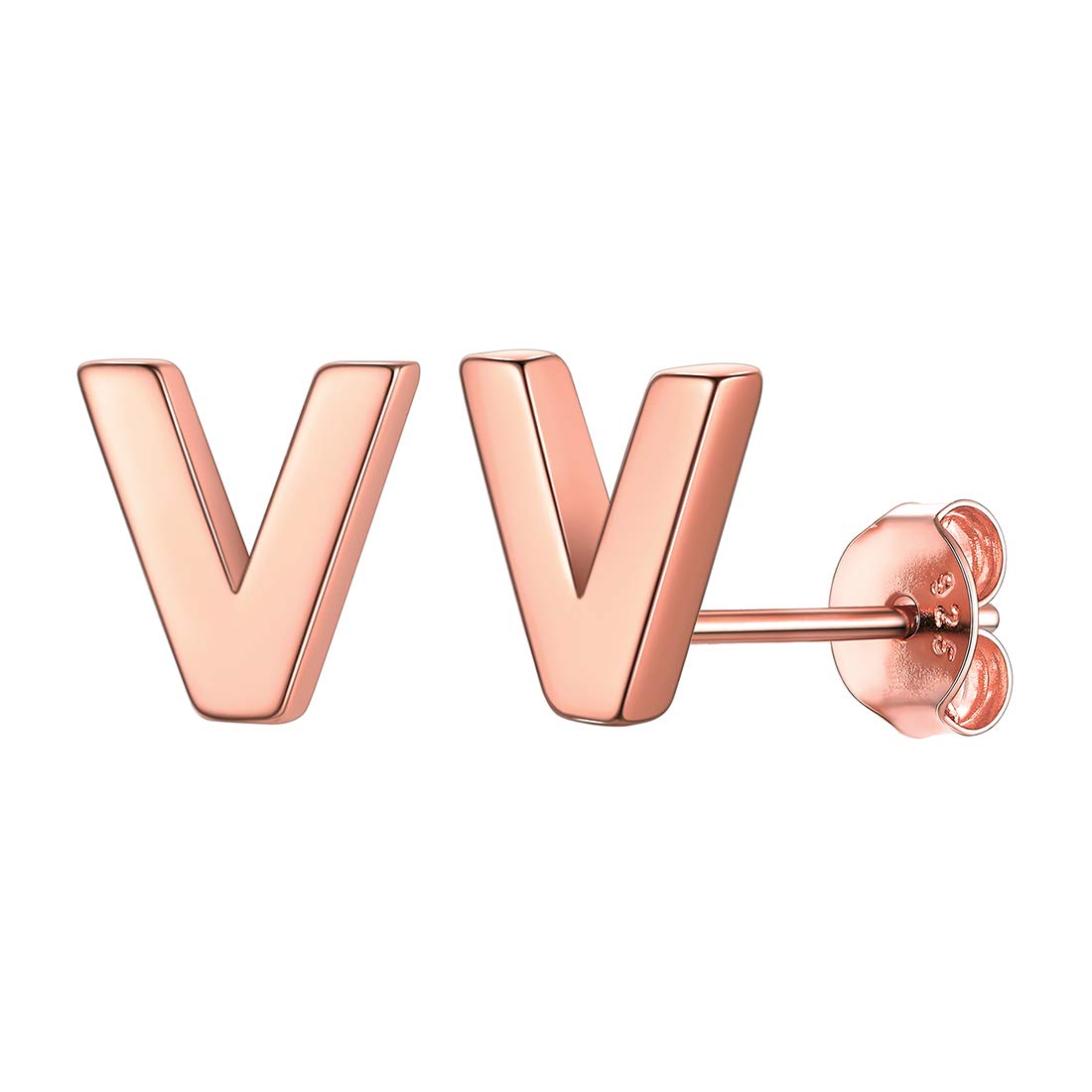ChicSilver Dainty Stud Earrings Initial Letter V Earring for Women Monogram Jewelry Alphabet Studs Hypoallergenic — image 1
