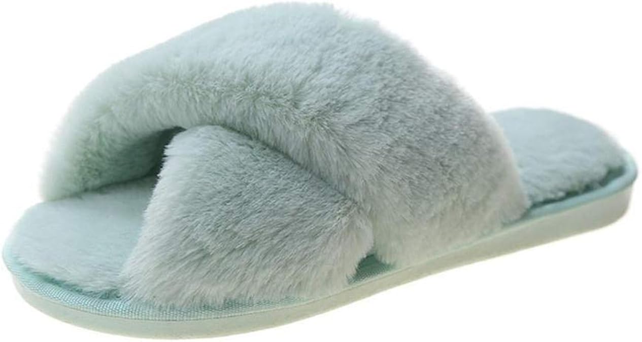 open toe fur slippers