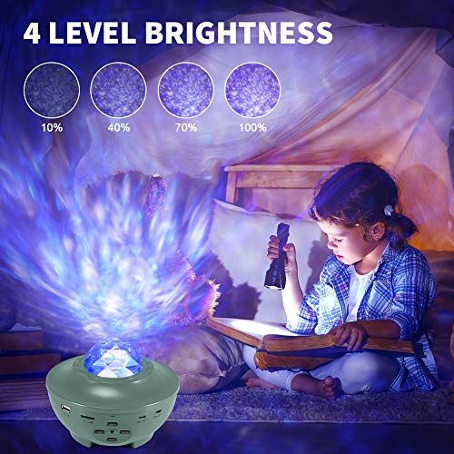 Galaxy Projector, VOLADOR Star Night Light Projector with Remote Control, Ocean Wave Projection Light with Bluetooth Music Speaker for Kids Adults Bedroom Ceiling Game Room Home Party - Green