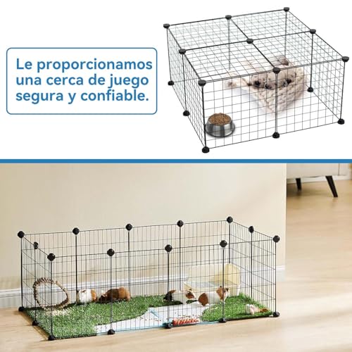 Valla para Mascotas con Puerta,12 Piezas Bricolaje Corral para Mascotas de Metal,Parque para Mascotas,Corral para Mascotas para Animales Pequeños,Jaula Modular,Conejos Gatito,Cachorro,Hámsters