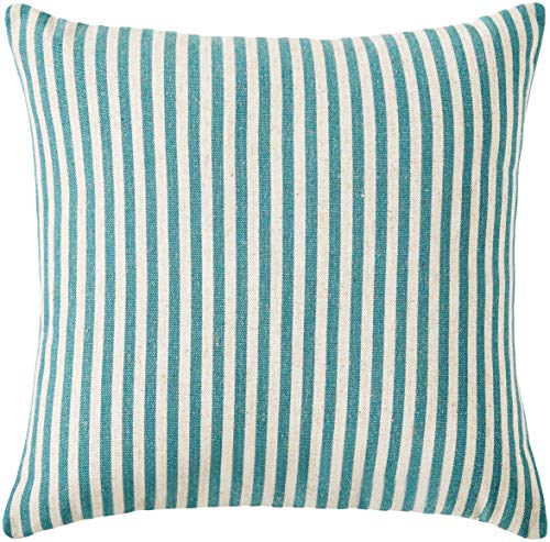Amazon Brand – Ravenna Home Casual Striped Throw Pillow - 17 x 17 Inch, Teal
