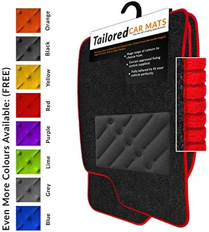 Car Mats to fit A6 (C7) 2011 - 2018 Charcoal Carpet - Red Trim - Black Heel Pad - Heavy Duty Rectangle Heel Pad [1354]