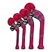 Scott Edward Knitted Rose Grey Argyles Golf Head Covers 4PCS Handmade Fit Well for Driver and Fairway Woods with Long Neck Pom Pom Golf Club Headcovers Set