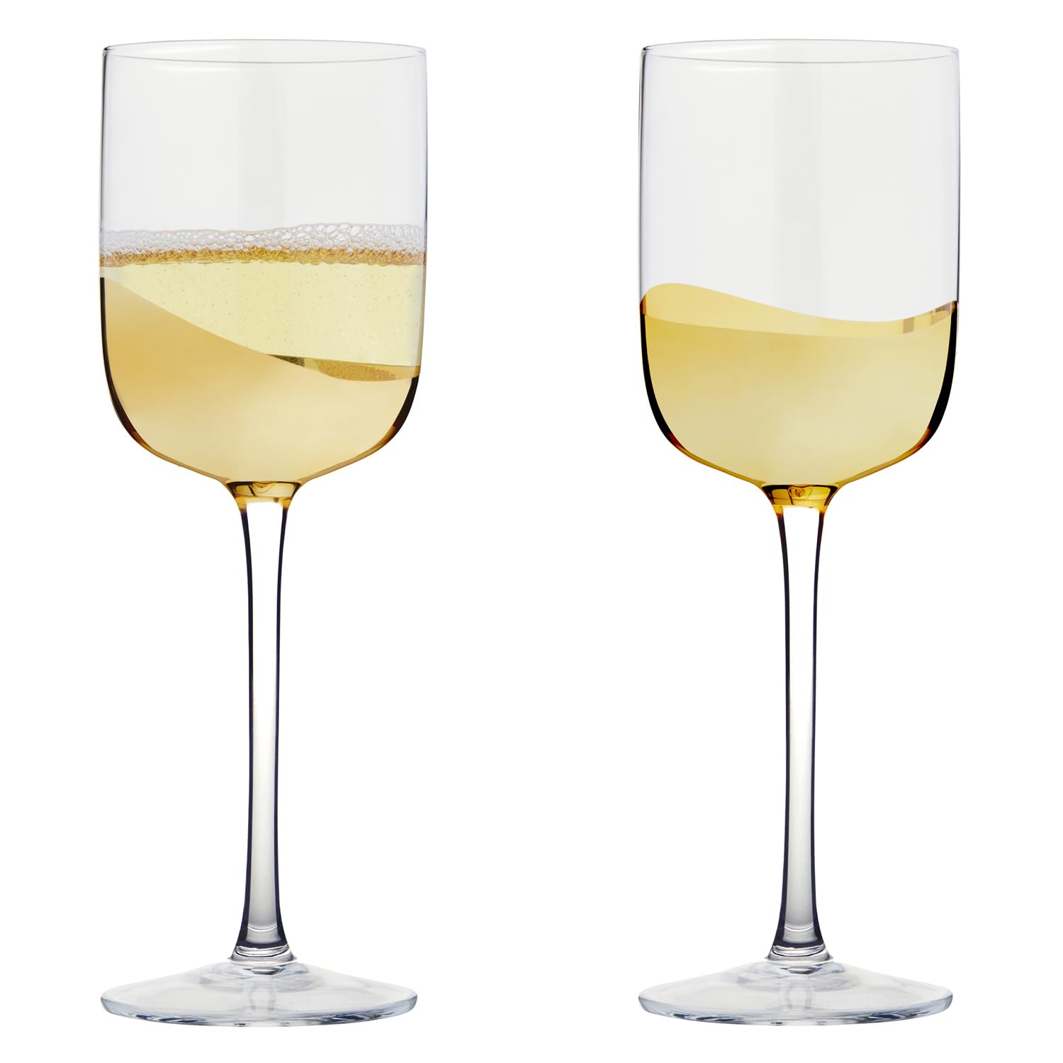 Anton Studio Designs Wave Handmade Wine Glasses Perfect for Red Wine, White Wine, Water, or Beverages - 400 ml - Gold - Set of 2 Elegant Wine Glasses