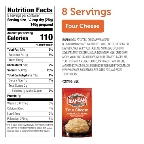 IDAHOAN FOUR CHEESE MASHED POTATOES FAMILY SIZE 8 OZ. (PACK OF 4)