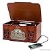 Electrohome Winston Vinyl Record Player 3-in-1 Classic Turntable Natural Wood Stereo System, AM/FM Radio, CD, and AUX Input for Smartphones, Tablets, and MP3 players (EANOS501)