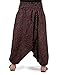 Boho Hippie Mens Womens Cotton Handmade Harem Pants with Side Pockets - Spiral Design (Brown)