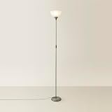 MiniSun Modern Silver Uplighter Floor Lamp with White Shade 180cm view 7