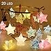 Twinkle Star 20 LED 9.4 FT Star String Lights Battery Operated, 3D Fairy String Lights Christmas Tree Wedding Party Indoor Decoration