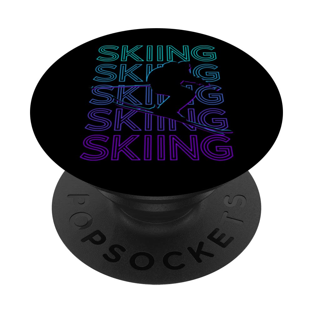 Skiing Skier Ski Retro PopSockets Swappable PopGrip