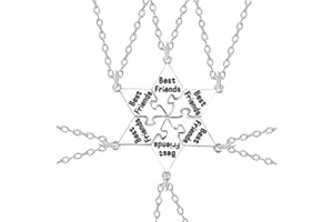 Yocoyee Multi Puzzles Best Friends Forever Necklaces Stainless Steel Engraved Heart Pendant Set Friendship Necklaces Gifts