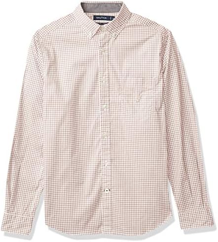 Nautica Mens Long Sleeve Gingham Poplin 