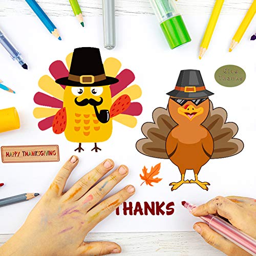 Koogel 15pcs Thanksgiving Stickers for Kids, Thanksgiving Party Activities Thanksgiving Turkey Game Turkey Stickers for Thanksgiving Party Games Children DIY Creation Thanksgiving Party Decoration
