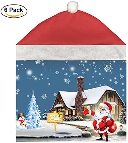 Lovely Santa Cute Great Christmas Chair Back Covers Set of 6pcs for Celebrate Decorations.