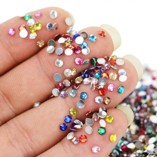 Buorsa 10000 Pieces Gems Acrylic Craft Jewels Flatback Rhinestones Gemstone Embellishments Art Rhinestones Round Beads Flatback Glass Charms Gems Stones Assorted Color - Thumbnail 5