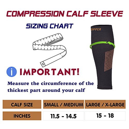 Thx4 Copper Calf Compression Sleeves (15-20mmHg)-Guaranteed Copper Infused Leg Compression Socks-Shin Splint & Pain Relief - Great for Workout,Travel,Maternity, Running, Cycling, Nurses.(1Pair)Large