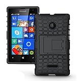 Microsoft Lumia 532 Case, Lumia 532 Cover, Dual Layer Protection Shockproof Impact Resistant Hybrid Rugged Case Hard Shell Cover with Kickstand for Microsoft Lumia 532 (Black)