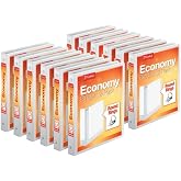 Cardinal 1 Inch 3 Ring Binders, White, 12 Pack, Round Ring Binder, Holds 225 Sheets, PVC Free, Customizable Covers, 2 Pocket View Binders for Office and School Organization