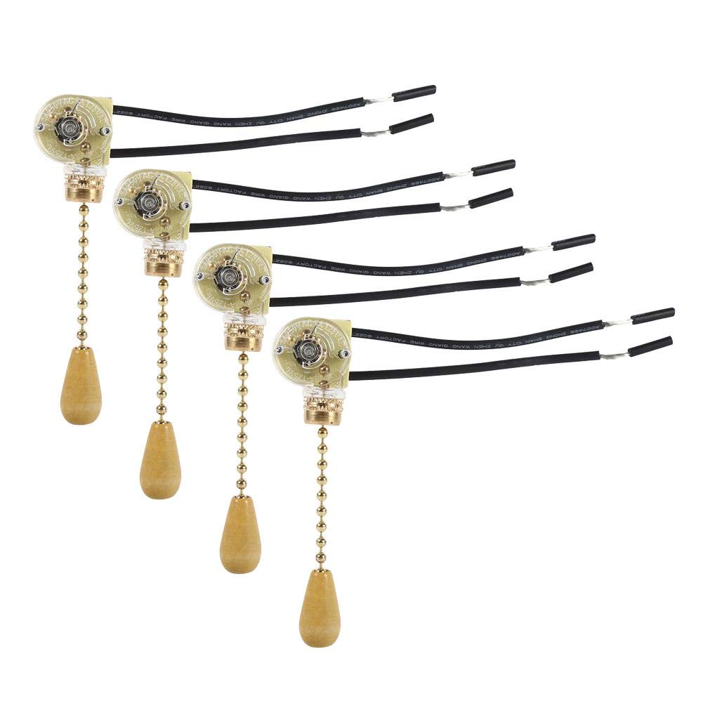 Fdit 4 Pcs Universal Home Ceiling Fan Lamp Wall Light Replacement Pull Chain Cord Switch ON-OFF Pull Chain Lamp Switch Electrical Pull Chain Switch