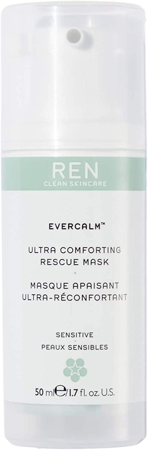 REN Evercalm Ultra Comforting Rescue Mask, 50ml, Calming Face Mask for Sensitive Skin with White Mushroom & Arnica Extract