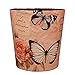 Wastebasket, Yamix European Style Retro PU Leather Wastebasket Paper Basket Trash Can Dustbin Garbage Bin without Lid - World Map Pattern1+ Butterfly and Rose Pattern1