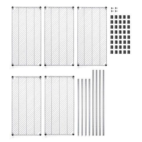 5-Tier Wire Shelving Unit, Adjustable Steel Storage Shelves 35.4" D x 17.7" W x 66.9" H, Commercial Storage Organisation Rack Heavy Duty Steel Shelving for Kitchen Bedroom Bathroom Office Garage - Thumbnail 6
