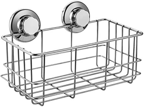 ARCCI Suction Shower Caddy Holder Bathroom Accessories, Deep Basket Shelf with Suction Cup, Wall Mount Bath Organizer for Shampoo, Conditioner