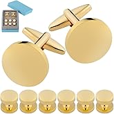 GWD Mens Cufflinks Stainless Steel Tuxedo Shirt Studs Set with Gift Box Black Cuff link Jewelry Gift Wedding Business