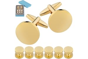 GWD Mens Cufflinks Stainless Steel Tuxedo Shirt Studs Set with Gift Box Silver Black Gold Cuff link Jewelry Gift Wedding Business