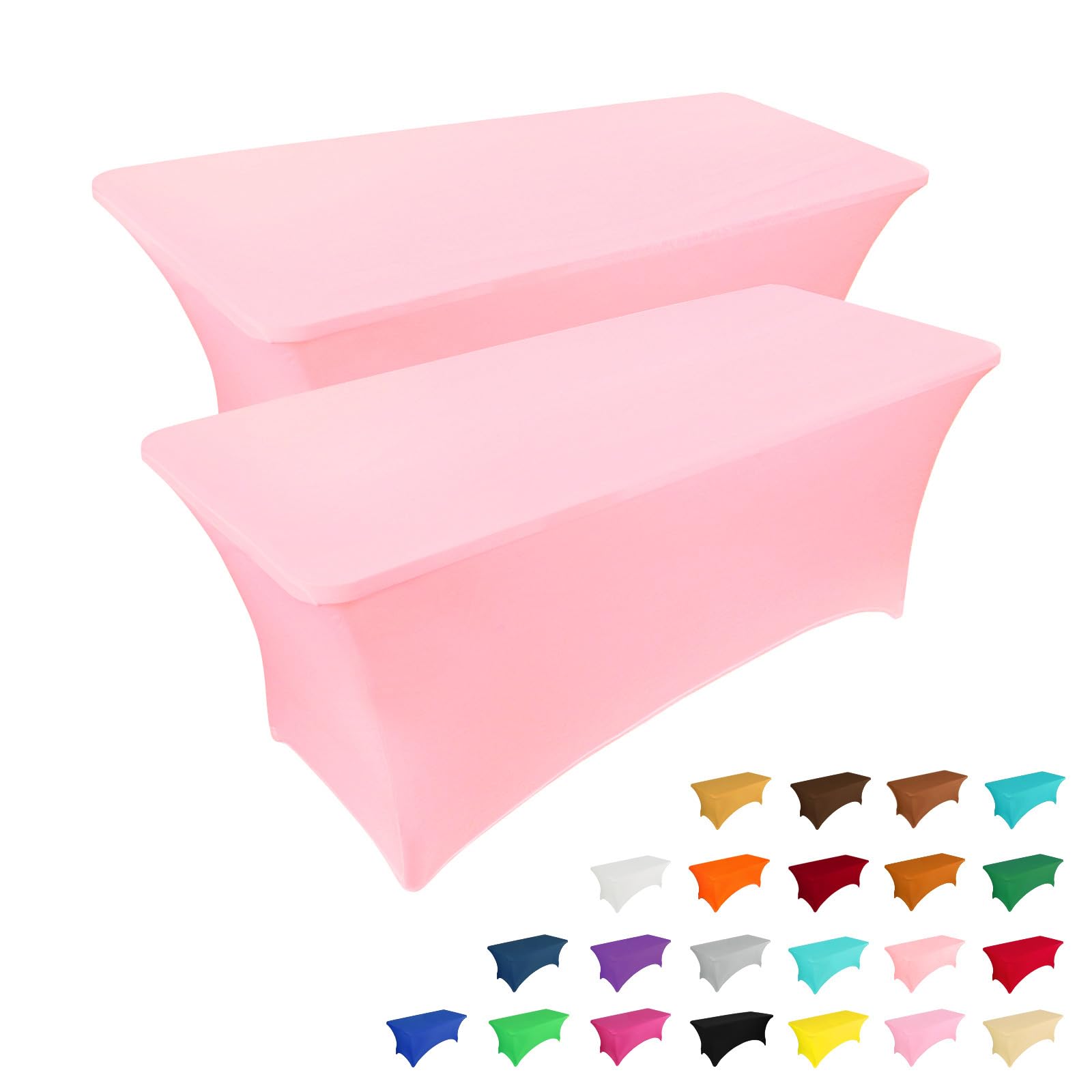 Photo 1 of IVAPUPU 2 Pack 6FT Table Cloth for Rectangular Fitted Events Stretch Pink Table Covers Washable Spandex Tablecloth Protector for Party, Wedding, Cocktail, Banquet, Festival