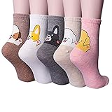 3-5 Pairs Womens Socks Christmas Gifts Warm Thick Knited Casual Cotton Crew Socks, Cute Funny Animal Cat Dog Socks