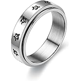 COLORFUL BLING Cute Turtle Spinner Ring Anxiety Relief Rings Stainless Steel Band Moon Star Anxiety Fidget Ring Anti Anxiety Stress Ring for Women Men Gifts