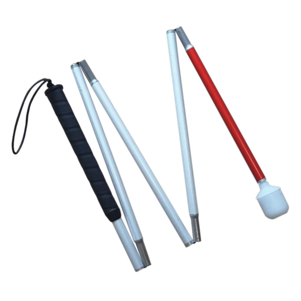 White Cane Aluminum Mobility Folding Cane for the Blind (Folds Down 5 Sections),120 cm (47.2 inch)