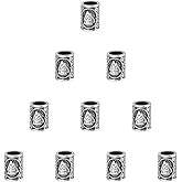 UNICRAFTALE 10Pcs Paracord Bead Stainless Steel Beads Column Beads Metal Lanyard Beads Hole 6mm European Beads Connector Charm Beads with Texture for Knives Pendant Flashlight Bracelet Parachute Beads