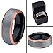 Tungsten Wedding Band Ring 8mm for Men Women Black & 18K Rose Gold Plated Beveled Edge Brushed Polished