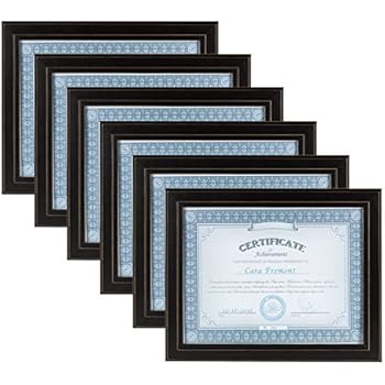 DesignOvation Kieva Solid Wood Document Frames, Distressed Black 8.5x11, Pack of 6
