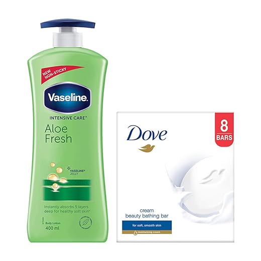 Vaseline Aloe Fresh Body Lotion with Dove Bathing Bar
