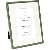 Isaac Jacobs 6x8 (Matted 4x6) Green Metal Rope Border Picture Frame, Horizontal & Vertical for Tabletop and Wall Display, Home Decor, Metal Frame (6x8 (Matted 4x6), Green)