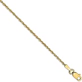 FB Jewels Solid 14K Yellow Gold 1.5mm Diamond-Cut Extra-Light Rope Chain