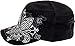 Crystal Case Womens Cotton Rhinestone Fleur de Lis Cadet Cap Hat (Black)