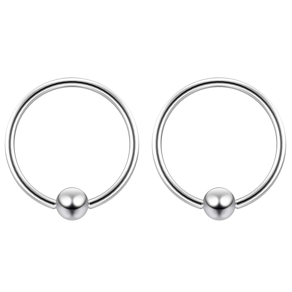 Evonix 2pc Surgical Steel 1mm 18g Ball Closure Ring Captive Bead Piercing Lip Tragus Septum Cartilage Navel Forward Helix Rook Nose Navel Bar Banana Conch - 10mm