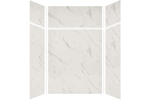 Transolid EWKX604896-41 Expressions 6-Panel Shower Wall Kit with Extension, 48-in L x 60-in W x 96-in H, Bianca