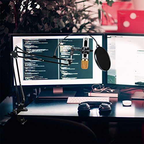 HAUEA Upgrade Adjustable Microphone Stand Mic Suspension Boom,Desk Mic