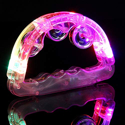 Cartener 12 Flashing Tambourines Light Up Round Jingles LED Church Autism Sensory Toy Size: 6" Length x 4" Height - Thumbnail 2