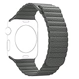 Apple Watch Band 38mm, BRG Leather Loop with Adjustable Magnetic Closure iWatch Band Replacement Bracelet Strap for Apple Watch Series 1 Series 2 Sport and Edition 38mm Medium - Storm Gray
