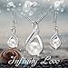 EleQueen Women's 925 Sterling Silver CZ Freshwater Cultured Pearl Infinity Wedding Bridal Necklace Hook Earrings Set
