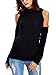 CHOiES record your inspired fashion Choies Women's Black High Neck Cold Shoulder Long Sleeve Sweater Pullover S