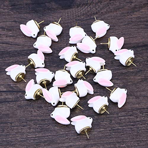 PatyHoll 24 Pcs Thumbtacks Adorable Cartoon Bunny Wall Push Pin Plastic Drawing for Maps Display Board Calendar - Thumbnail 2